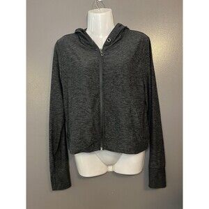 Kyodan Outdoor Jacket Womens Medium Gray Hooded Full Zip Lightweight Cropped